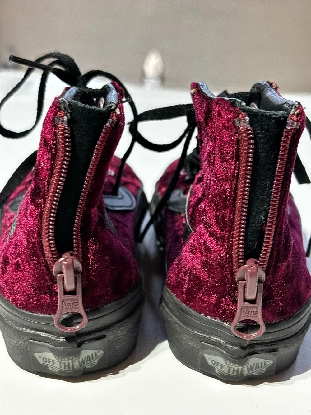 Converse Burgundy Velvet High-Top Sneakers with Black Sole